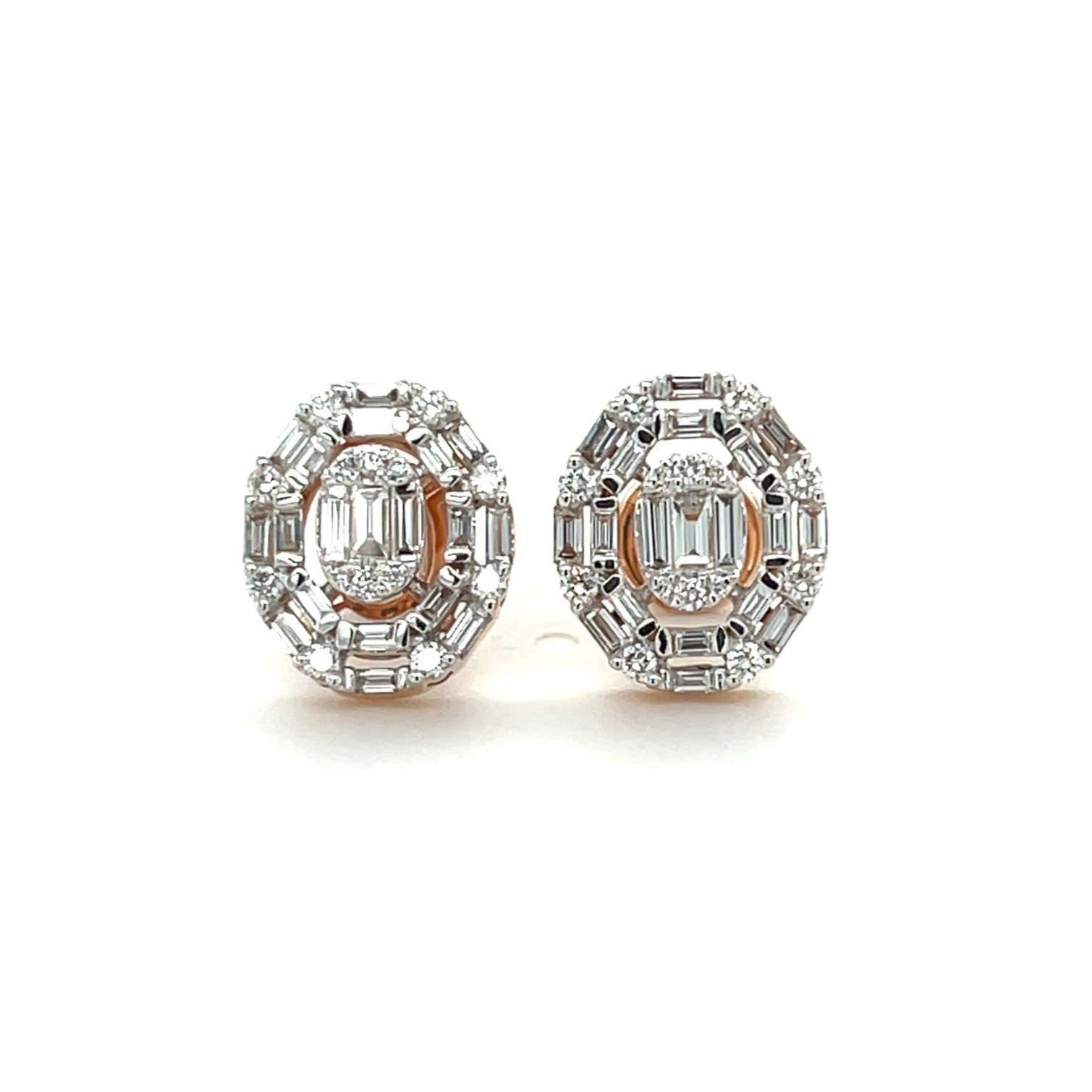 Luxurious Oval Halo Diamond Stud Ea...